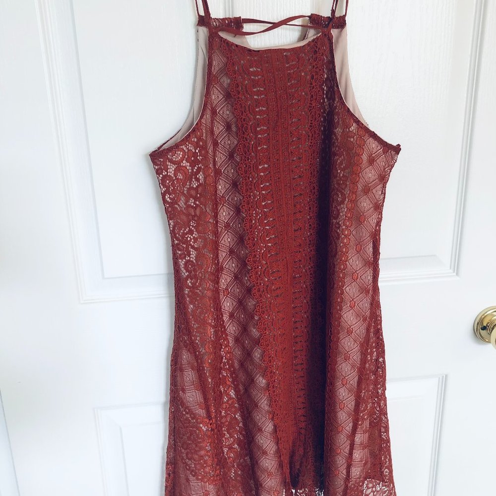 Francesca's Burnt Orange Lace Dress